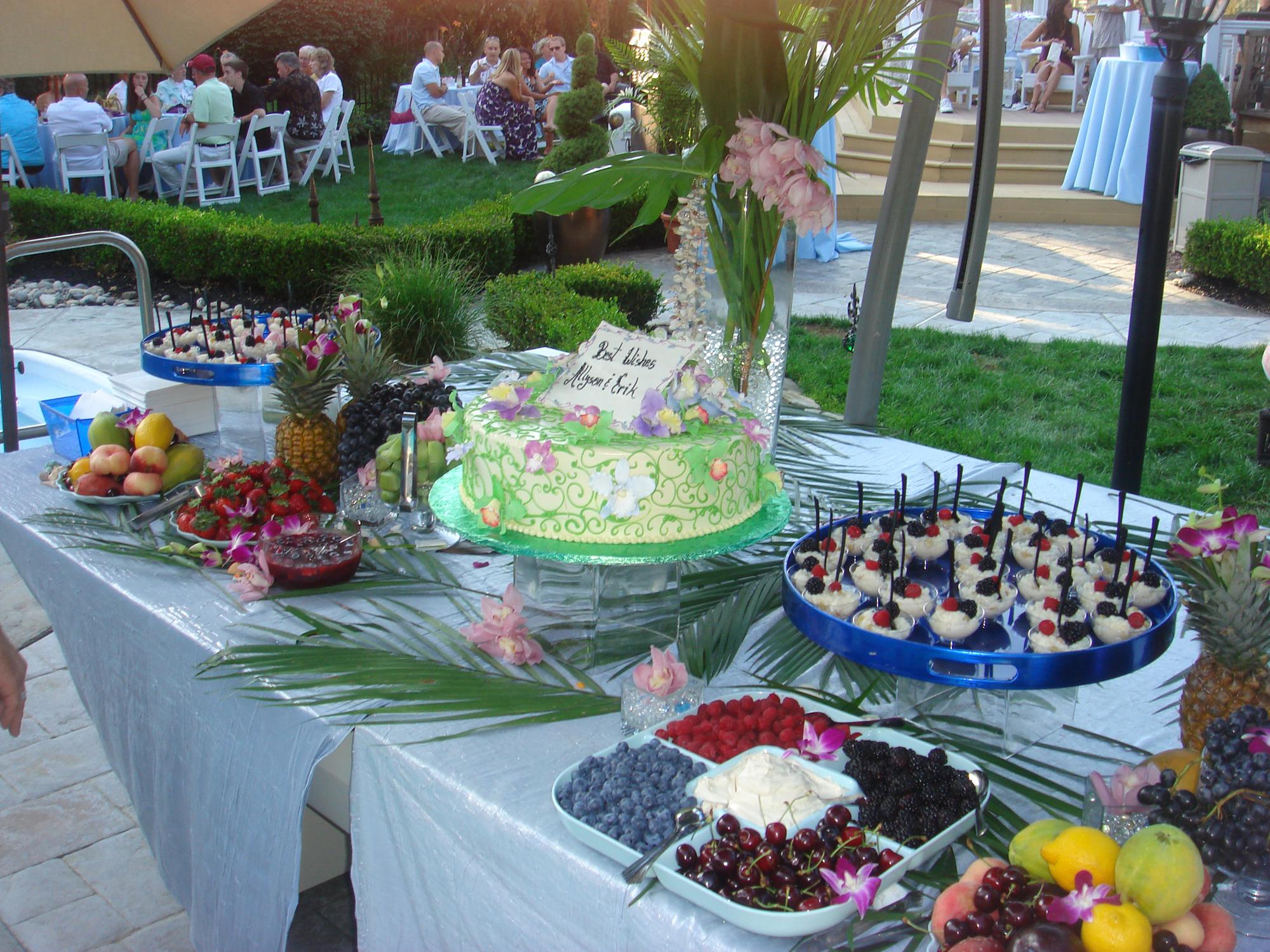 Fruits and pastries table setup