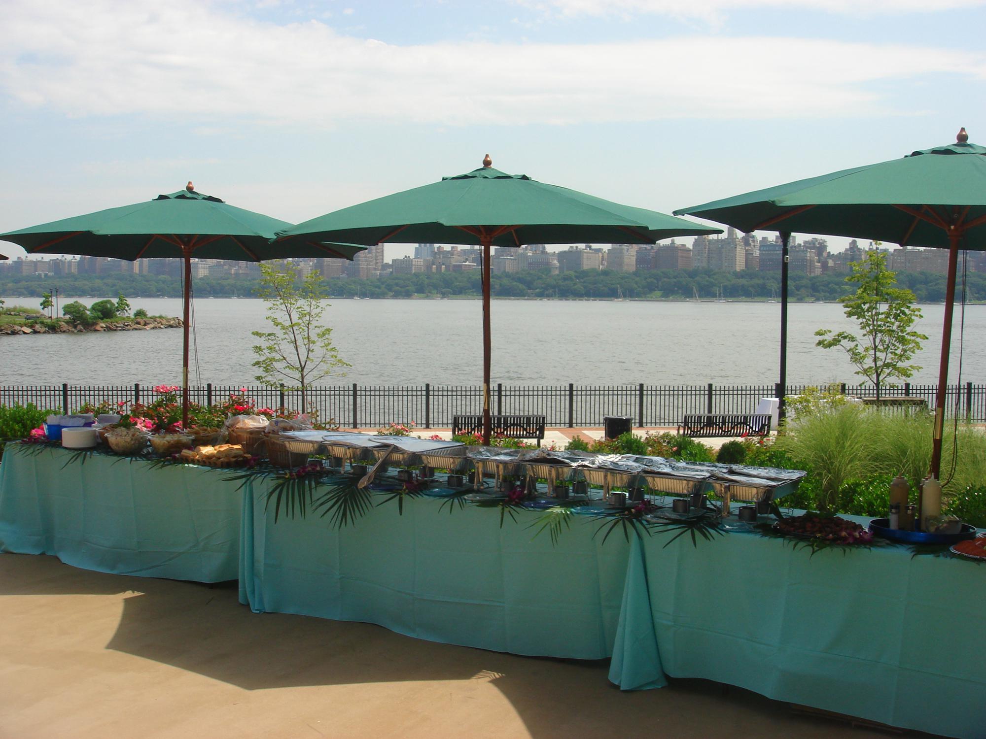 Catering setup by the bay